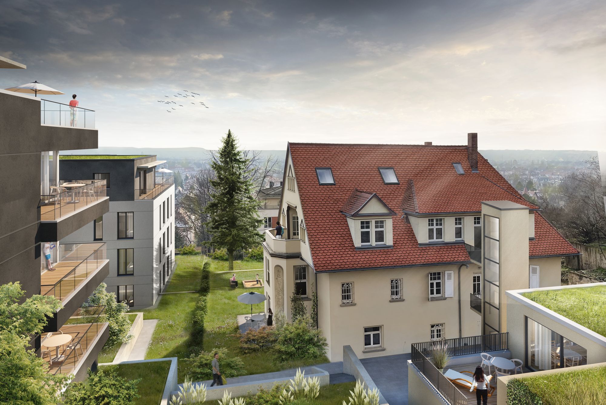 Die Villa Weinberg mit Garten und Weitblick über Dresden